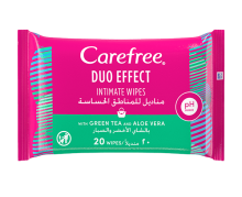 Carefree® Duo Effect Intimate Wipes With Green Tea And Aloe Vera
